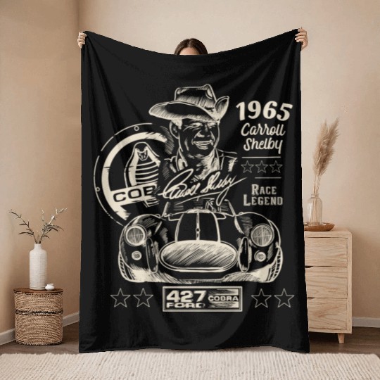 Carroll Shelby Race Legend Throw Blankets