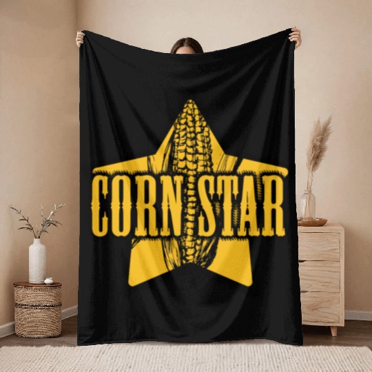 CORN STAR Farmer Throw Blankets