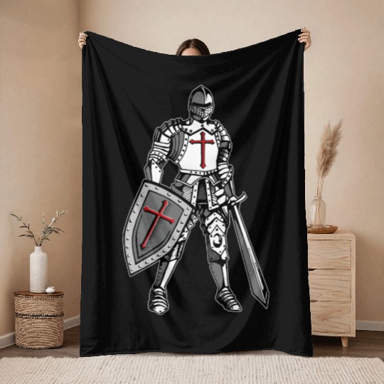 Knights Templar Crusader Cross Armor Throw Blankets