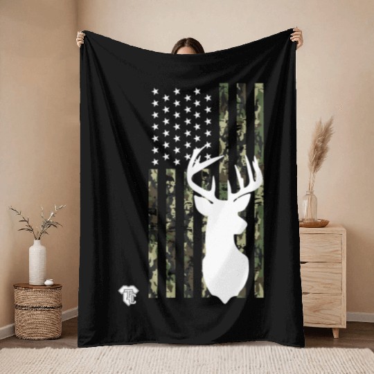 Hunting Hunters Deer Camouflage Throw Blankets