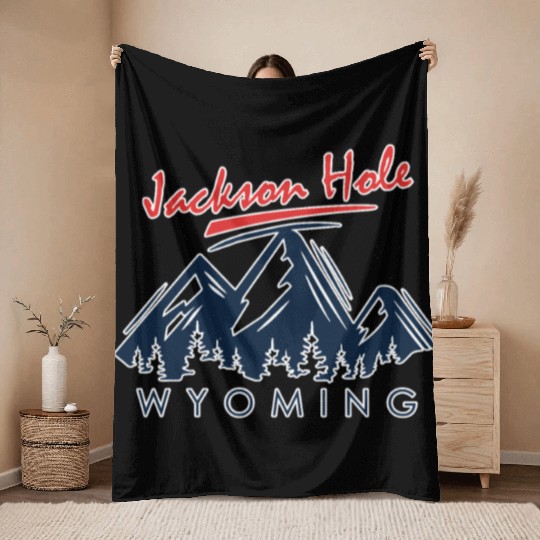 Jackson Hole Wyoming Throw Blankets Vintage City Retro Tshi