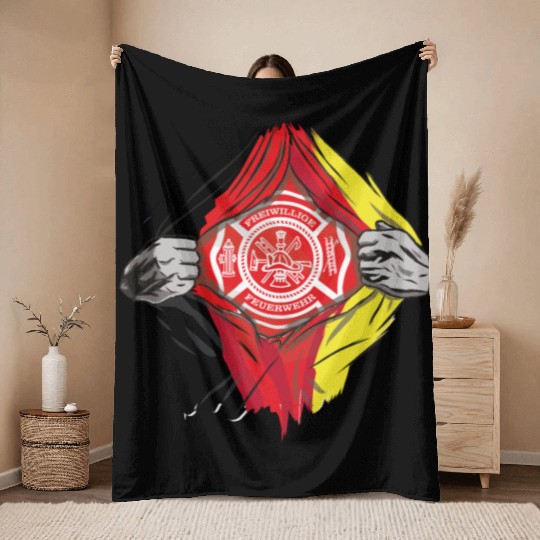 German Volunteer Fire Brigade Firefighter Throw Blankets