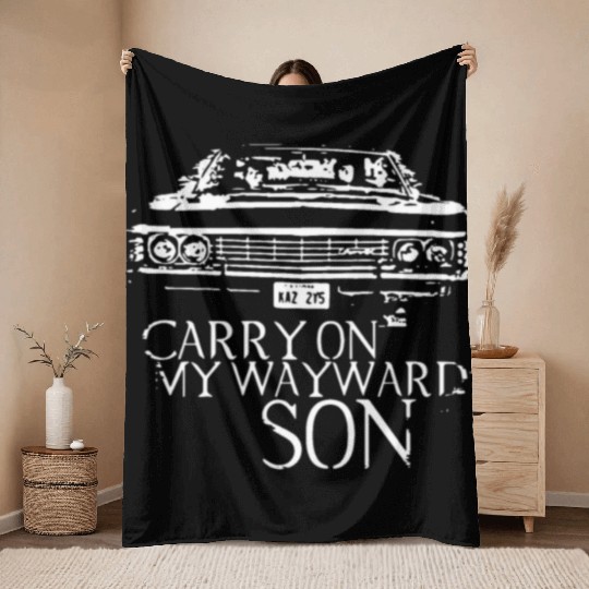 Carry on my wayward son Supernatural Throw Blankets