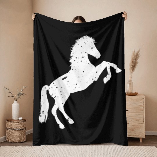 Rising Wild Horse Throw Blankets