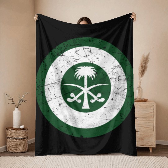 Saudi Arabia Air Force Flag Roundel Throw Blankets