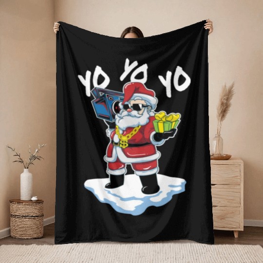 Santa Claus Hip Hop Gangster Rapper Christmas Gift Throw Blankets
