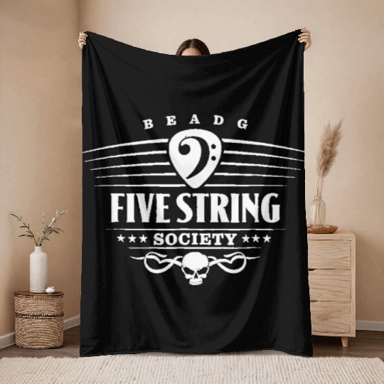 Mens Five String Society Throw Blankets for 5 String Bass