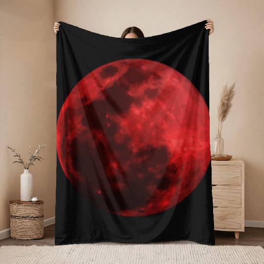 Blood Moon - Space - Graphic Realistic Throw Blankets