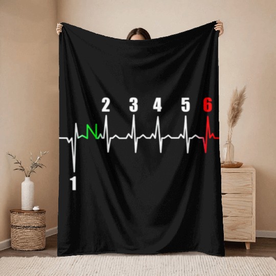 Motorcycle Heartbeat Gear Throw Blankets Biker Lover Gift