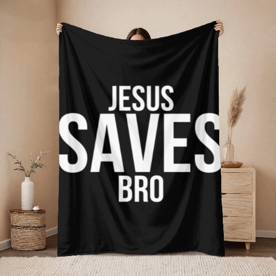Jesus Saves Bro Throw Blankets