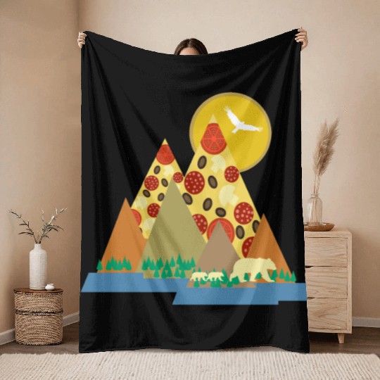 The Pizza Mountains Throw Blankets