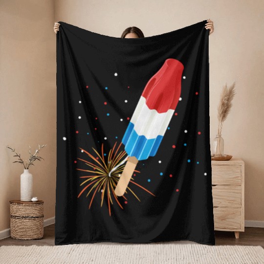 Fireworks Popsicle American Flag 4th of July Throw Blankets