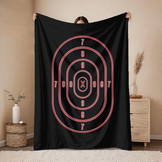 Shooting Range Target Practice Sheet Red Bullseye Throw Blankets