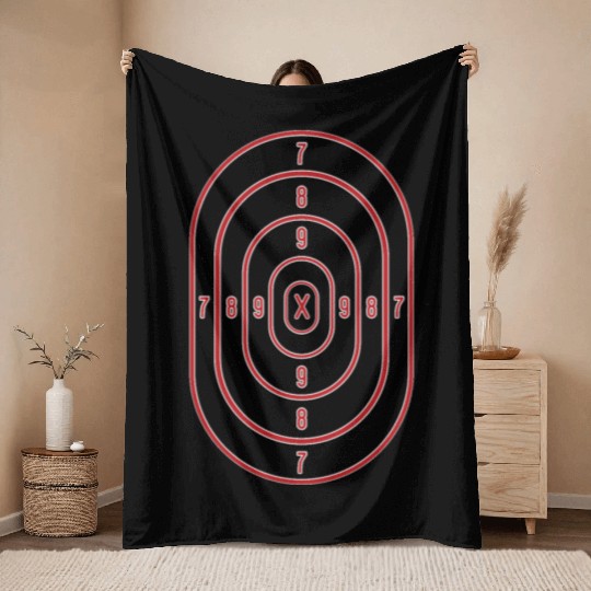 Shooting Range Target Practice Sheet Red Bullseye Throw Blankets