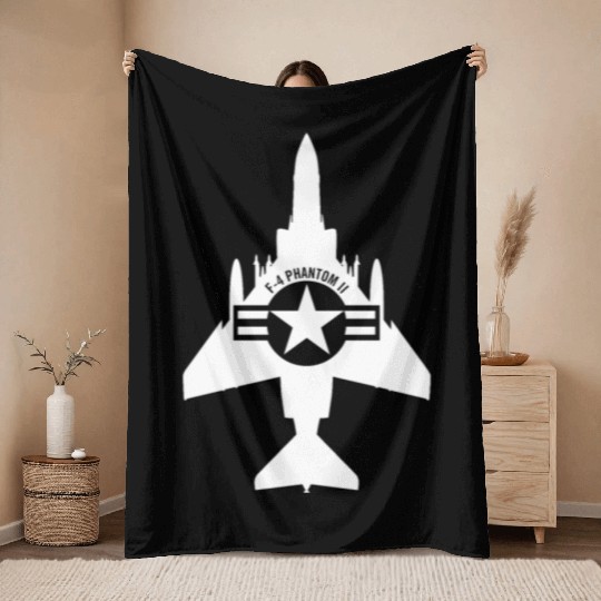 F-4 Phantom II Military Fighter Jet Airplane Throw Blankets