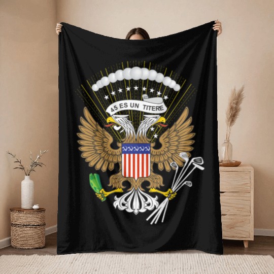 Fake Presidential Seal 45 Es Un Titere Throw Blankets
