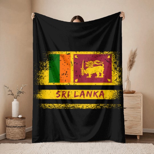 Sri Lanka Vintage Flagge / Colombo Throw Blankets