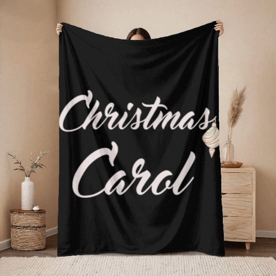 Christmas Carol with xmas decoration for Carols Throw Blankets