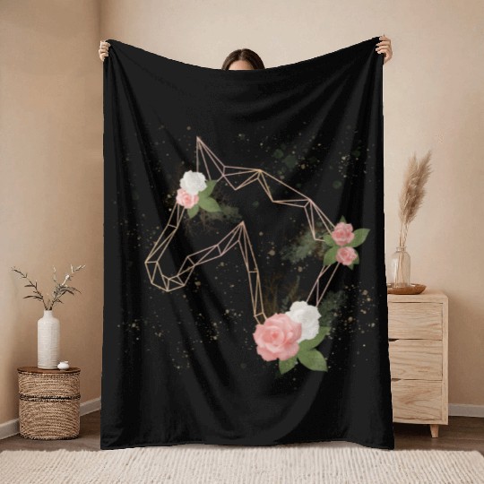 Horse Vintage Roses Throw Blankets