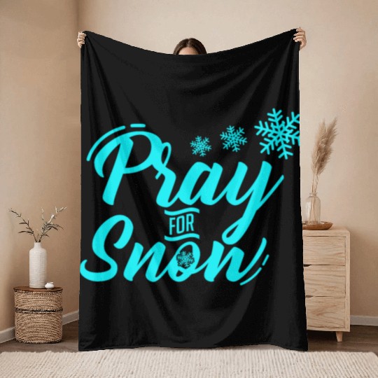 Pray for Snow Snow White Christmas Praying Throw Blankets
