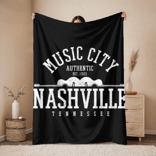Nashville Music City Tennessee Country Music Gift Throw Blankets