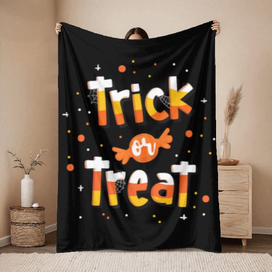 Trick Or treat Candy Yellow and Orange Cute Throw Blankets