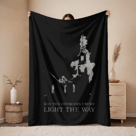 Burning Church Occult Antichrist Satan Atheist Throw Blankets