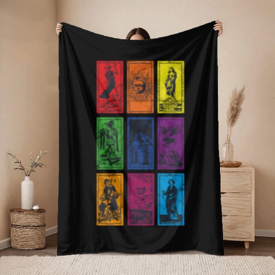 Occult Alchemy Tarot Card The Death Devil Throw Blankets