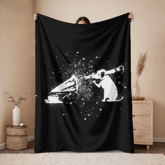 Banksy Rocket Dog HMV Splash Paint Artwork Throw Blankets