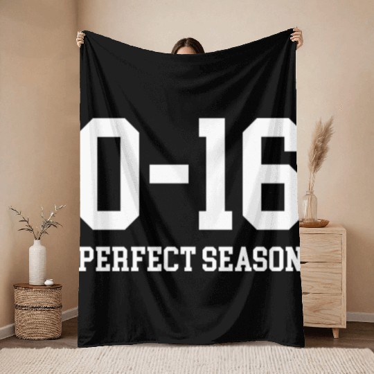 Detroit Lions 0 16 Perfect Season Throw Blankets