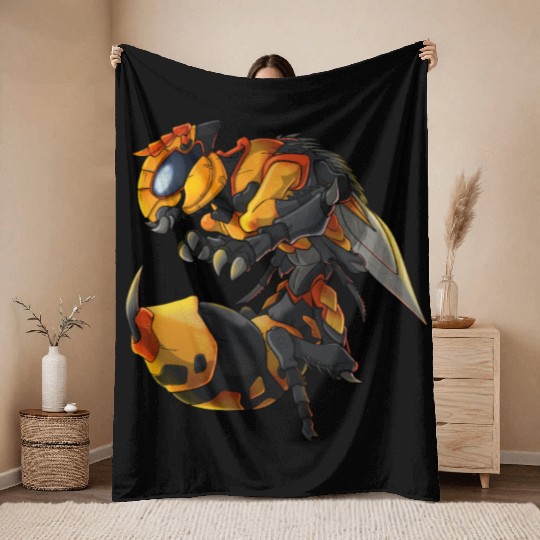 Chameleon Wasp Monster Throw Blankets