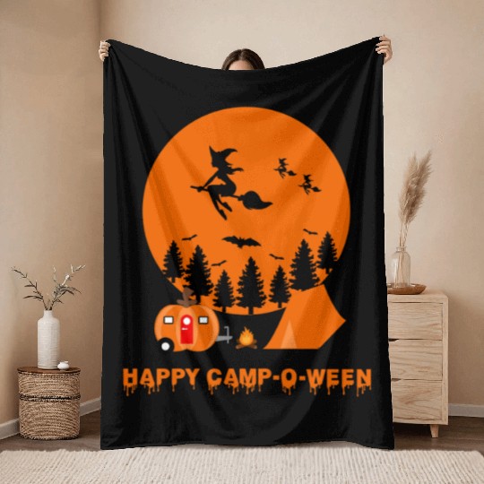 Happy Camp O Ween Witch Throw Blankets