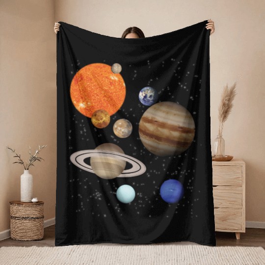 realistic Solar System planet Outer Space Explorer Throw Blankets