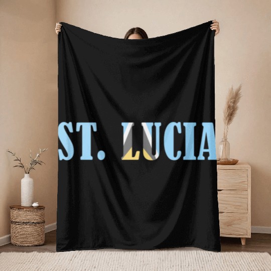 St Lucia flag Throw Blankets