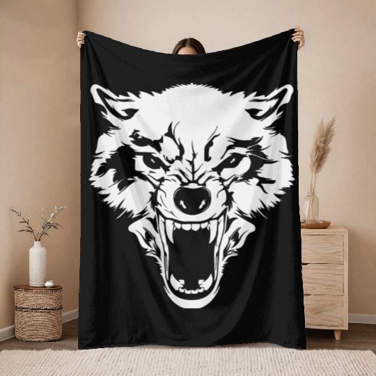 Wolf Bad Wolf Alpha Wolf Throw Blankets