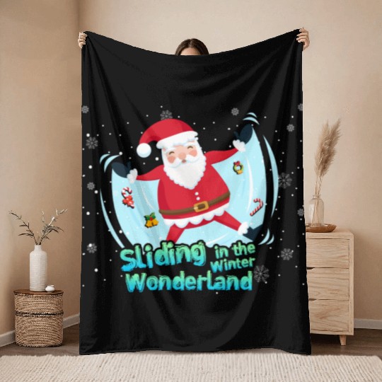Christmas Santa Claus Winter Cold Sliding Xmas Throw Blankets
