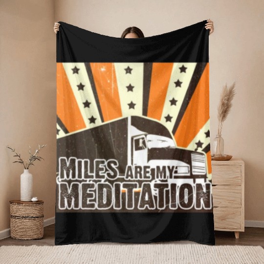 Truck Driver Load Miles Happy Trucker Road Runner Throw Blankets