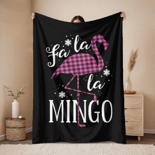 Fa La La Mingo Flamingo Christmas Throw Blankets Pink