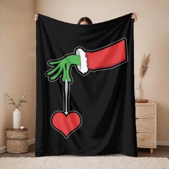 Christmas Heart winter snow family love present Throw Blankets