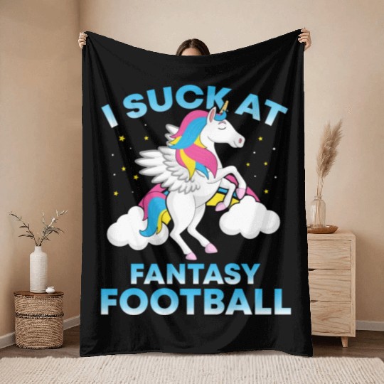 I Suck At Fantasy Football Funny Football Lover Throw Blankets