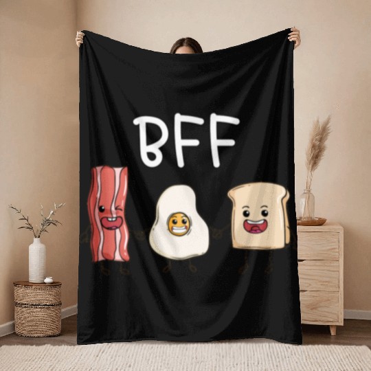 Fried egg bacon and toast best friends forever Throw Blankets