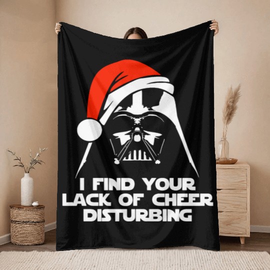 Darth Vader Santa Claus Christmas Sweater Design Throw Blankets