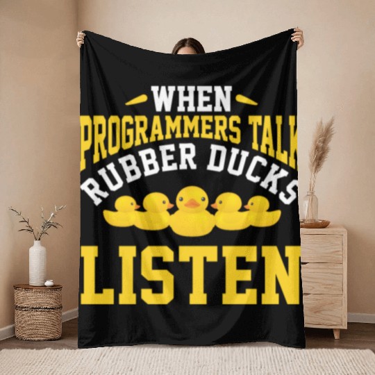 Computer Science Programmer Developer Rubber Duck Throw Blankets
