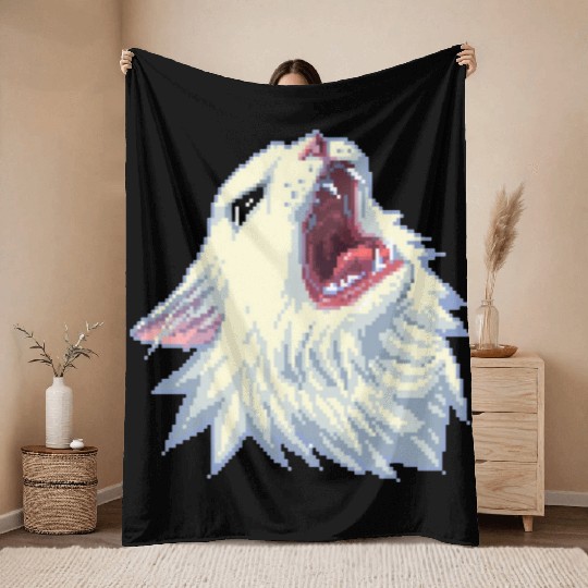 8 bit Screamin Thurston the Cat meme 2 Throw Blankets