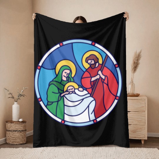 Josef Maria Jesus Jesus birth Bethlehem Christmas Throw Blankets