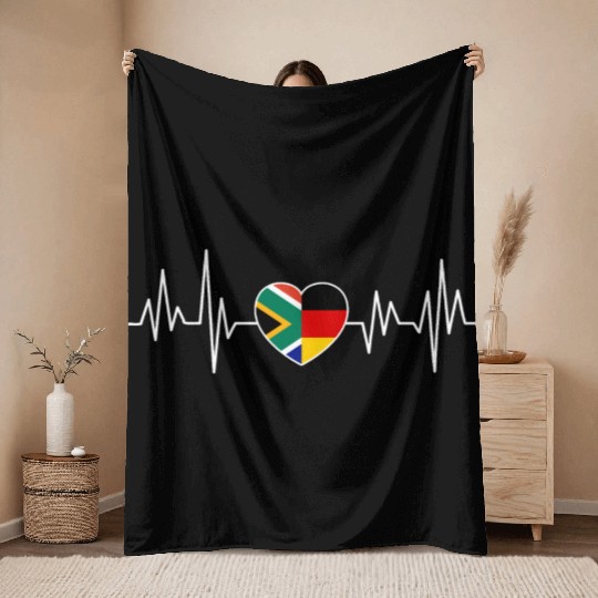 South Africa Germany Flag Two countries Throw Blankets