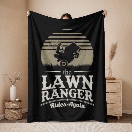 Lawn Ranger Grass Lawn Mower Lone Pun Landscaper Throw Blankets