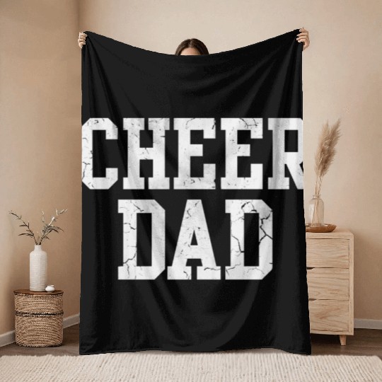 Cheer Dad Cheerleader Cheerleading Father Throw Blankets