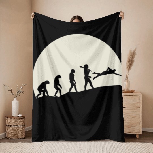Swimmers Evolution Moon Throw Blankets