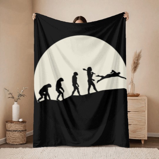 Swimmers Evolution Moon Throw Blankets